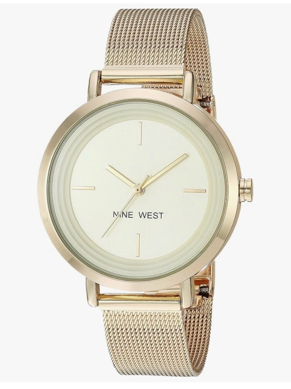 Nine West Light Champagne Gold Mesh Bracelet Watch